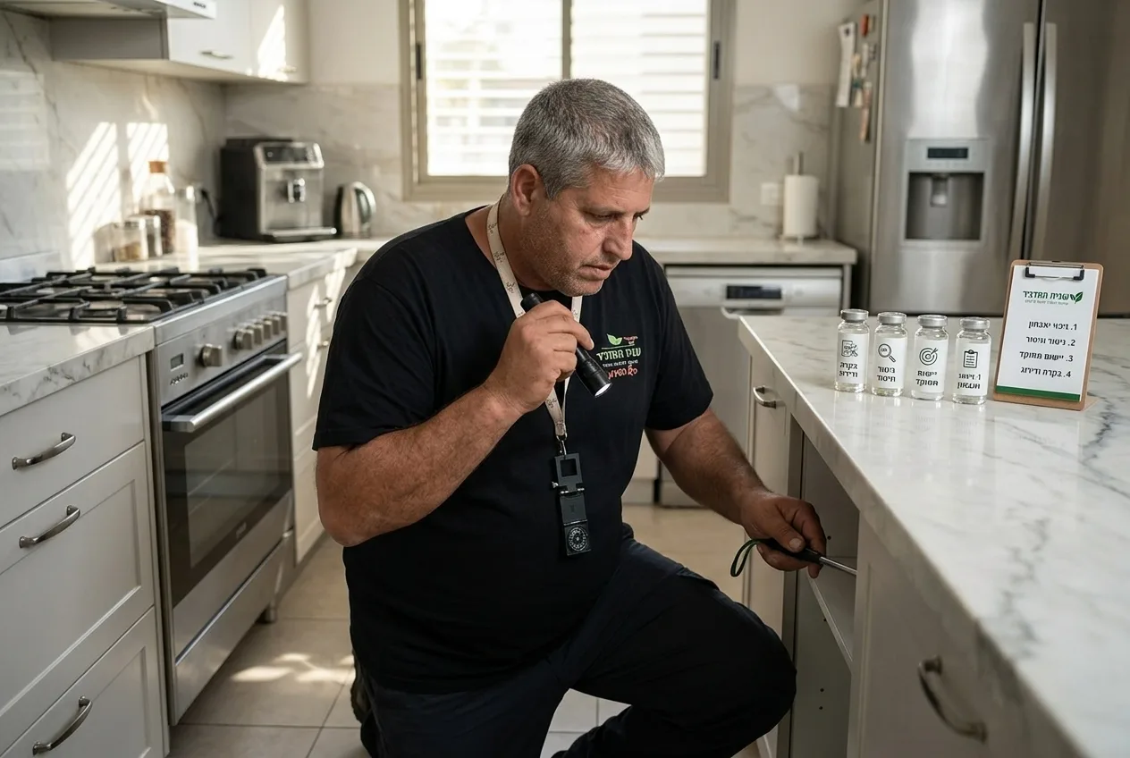 אינפוגרפיקה המציגה 4-5 שלבים מרכזיים בתהליך ההדברה, עם אייקונים ותיאור קצר לכל שלב.