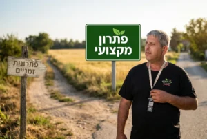דימוי ויזואלי של צומת דרכים. שלט אחד מצביע על 'פתרונות זמניים' ושלט שני, גדול וברור יותר, מצביע על 'פתרון מקצועי'.