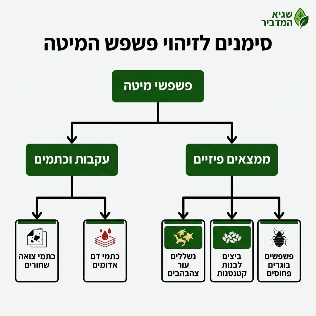 אינפוגרפיקה — סימנים לזיהוי פשפש המיטה: פשפשי מיטה